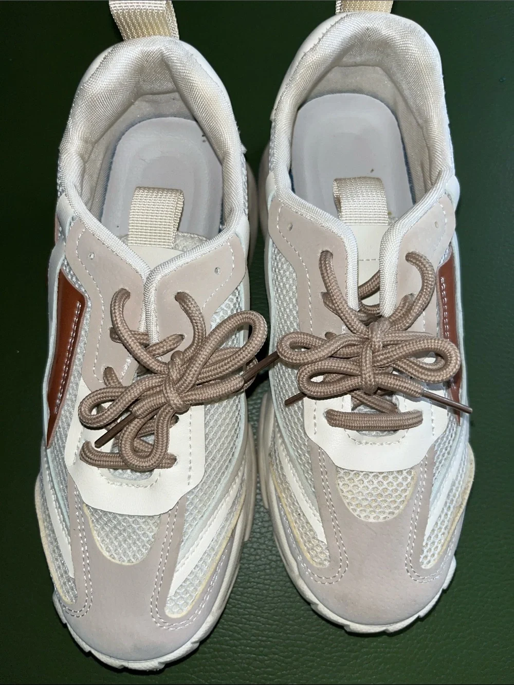 Neutral Taupe & White Athletic Sneakers